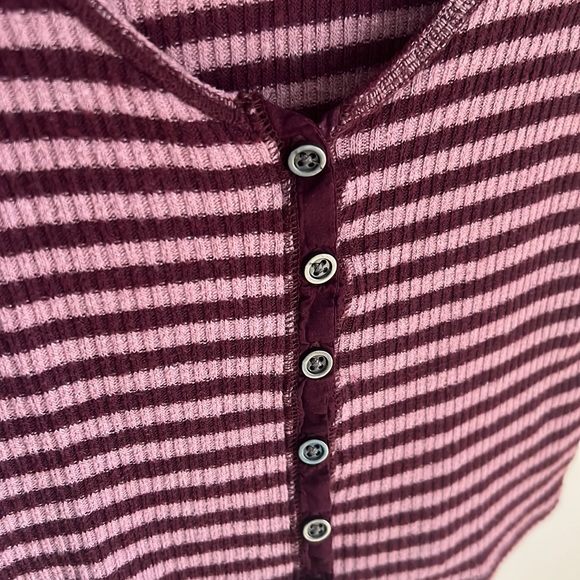 Abercrombie & Fitch Striped Crop Top with Ruffled Sleeves S - Picture 4 of 4